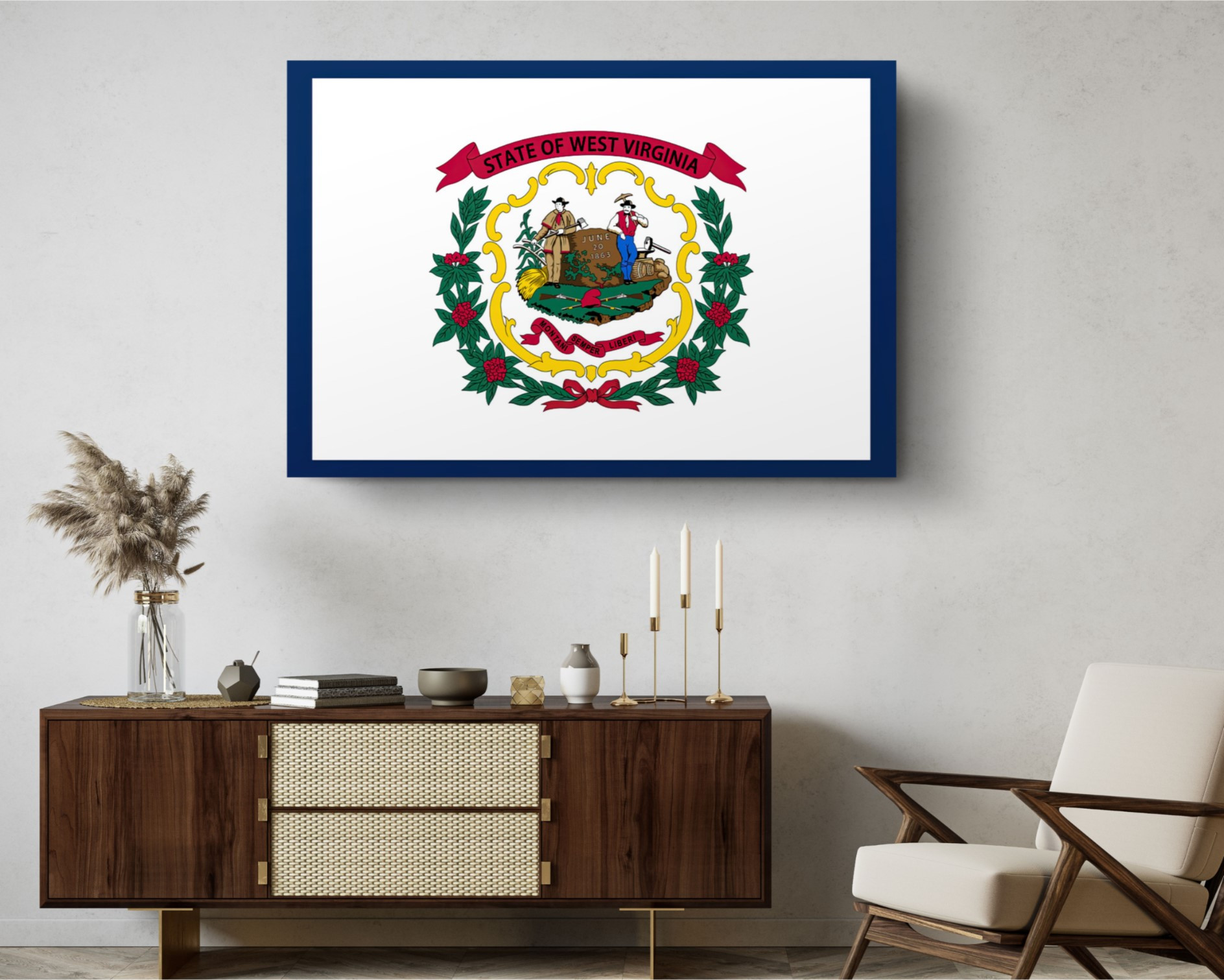 West Virginia State Flag USA Flags Edition Canvas Wall Art Home Decoration