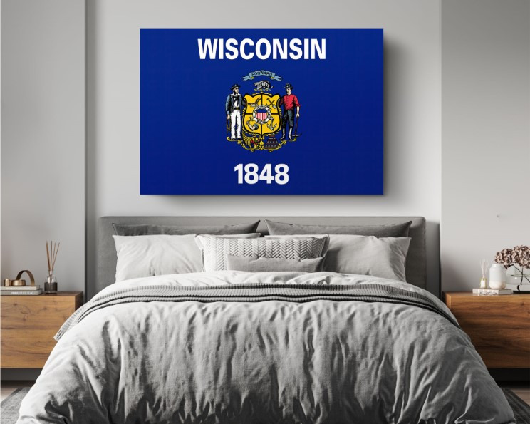 Wisconsin State Flag USA Flags Edition Canvas Wall Art Home Decoration