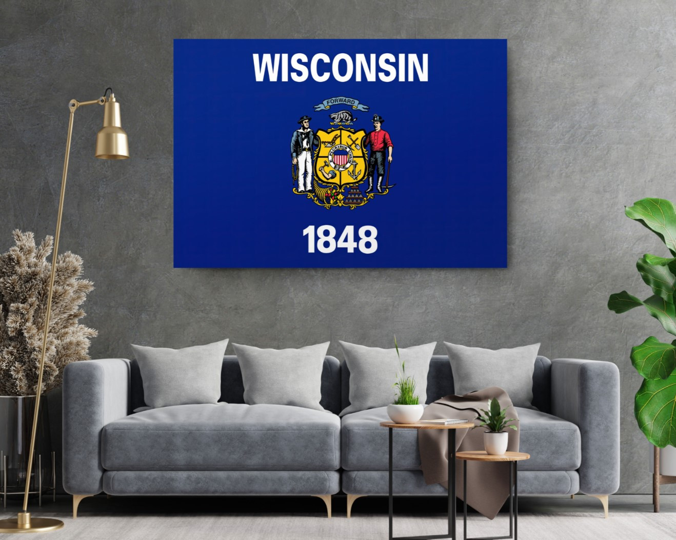Wisconsin State Flag USA Flags Edition Canvas Wall Art Home Decoration
