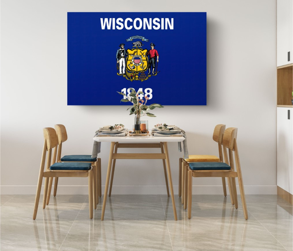 Wisconsin State Flag USA Flags Edition Canvas Wall Art Home Decoration