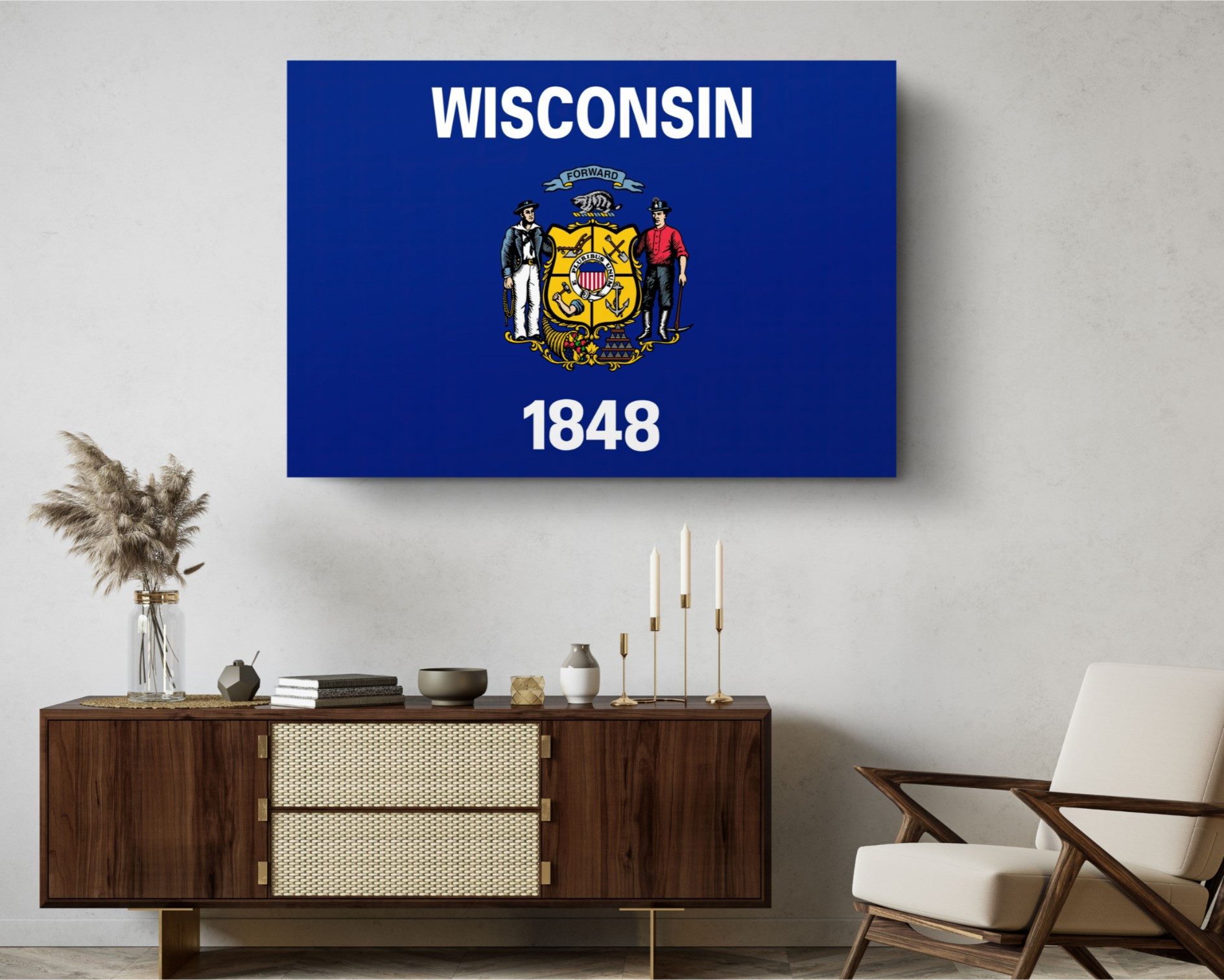 Wisconsin State Flag USA Flags Edition Canvas Wall Art Home Decoration