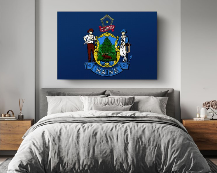 Maine State Flag USA Flags Edition Canvas Wall Art Home Decoration