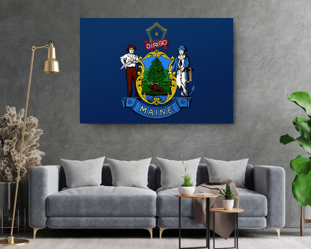 Maine State Flag USA Flags Edition Canvas Wall Art Home Decoration