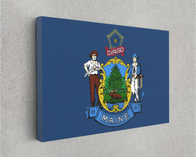 Maine State Flag USA Flags Edition Canvas Wall Art Home Decoration