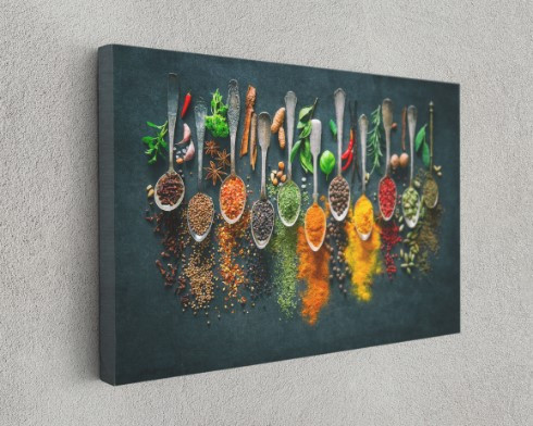Herbs Spices For Cooking On Dark Food Kitchen Canvas Print Wall Art
