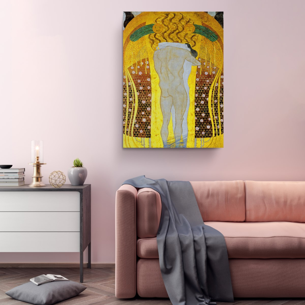 Hymn To Joy Detail Canvas Print Wall Art Gustav Klimt