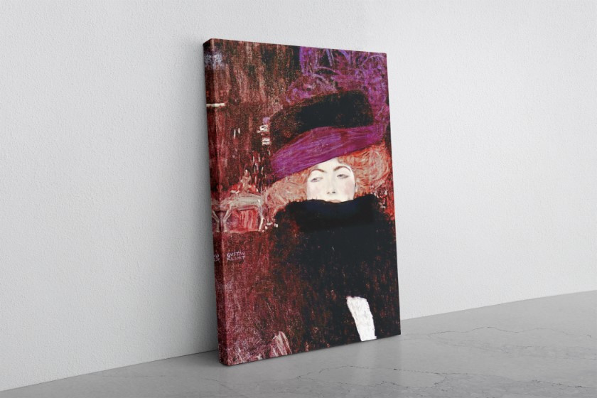 Lady With Hat And Feather Canvas Print Wall Art Gustav Klimt