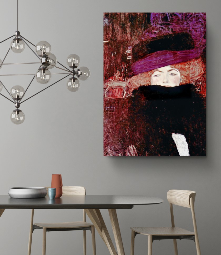 Lady With Hat And Feather Canvas Print Wall Art Gustav Klimt