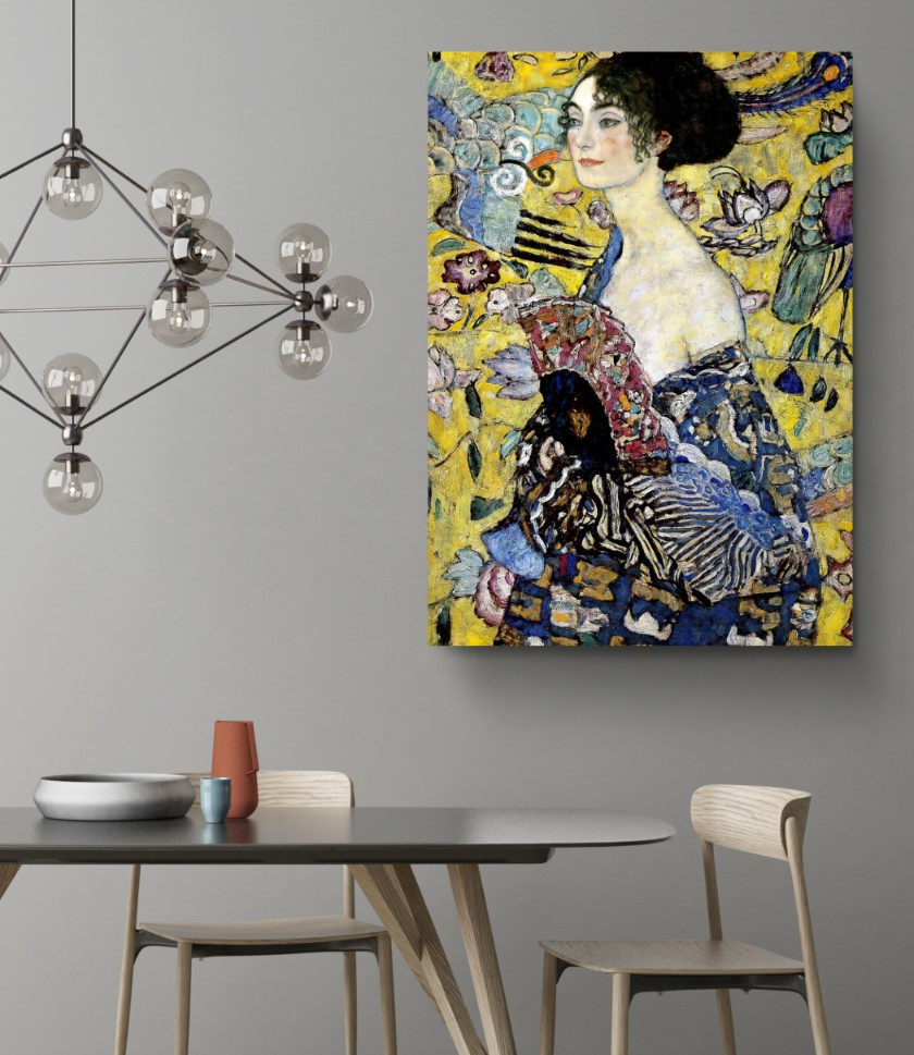 Lady with a Fan Canvas Print Wall Art Gustav Klimt