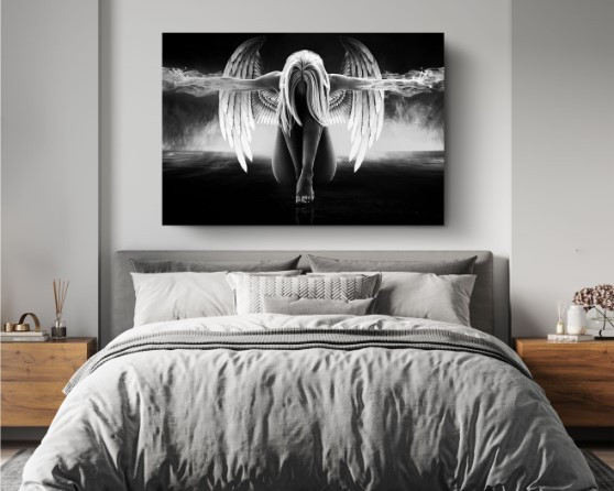 Lonely Angel Wings Motivational Arts Canvas Print Wall Art