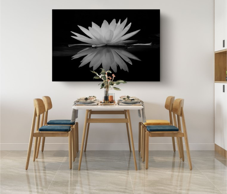 Lotus Flower in Water Plant Floral Motivation Canvas Print Wall Art