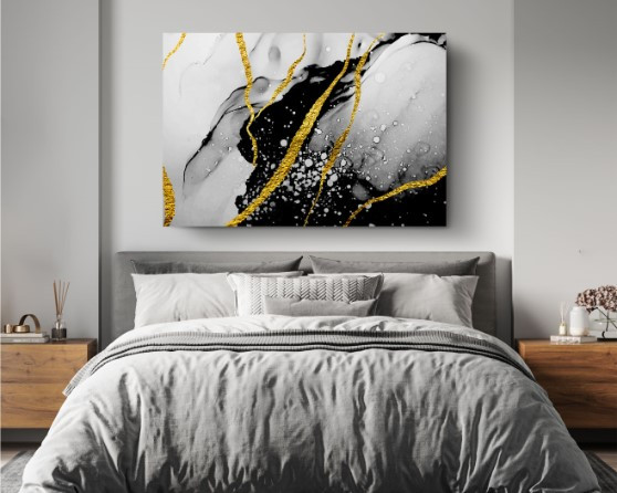 Marble Canvas Modern Art Black Gold Stone Canvas Print Wall Art