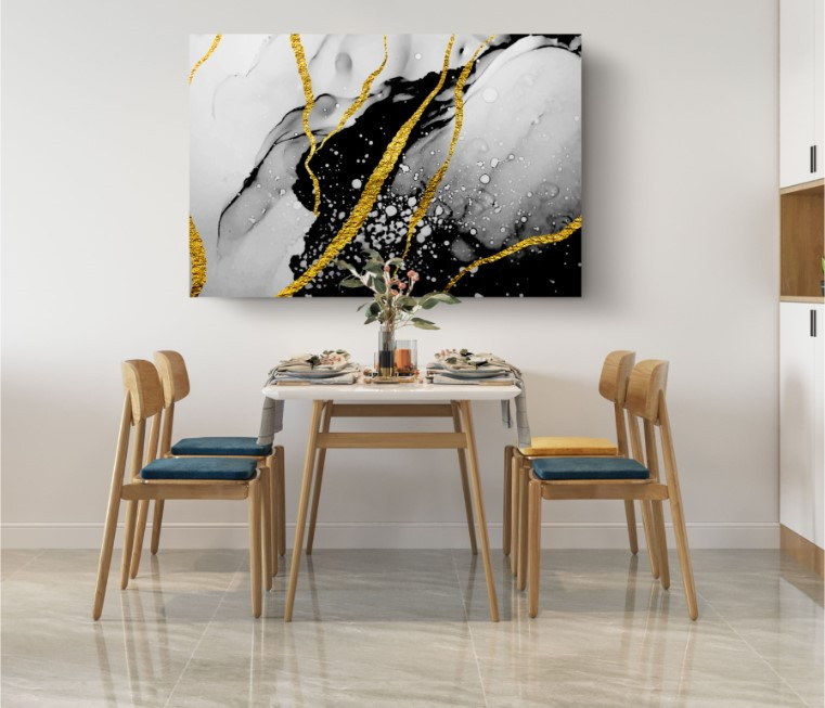 Marble Canvas Modern Art Black Gold Stone Canvas Print Wall Art