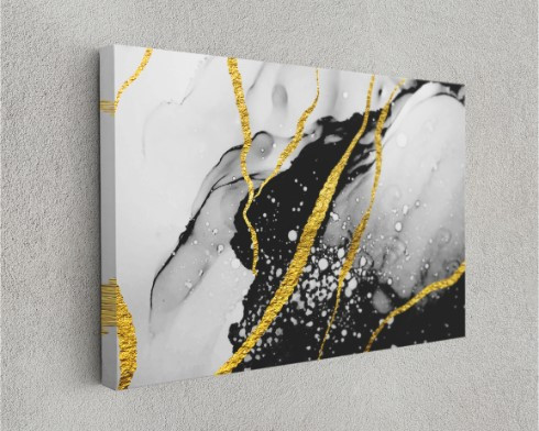 Marble Canvas Modern Art Black Gold Stone Canvas Print Wall Art
