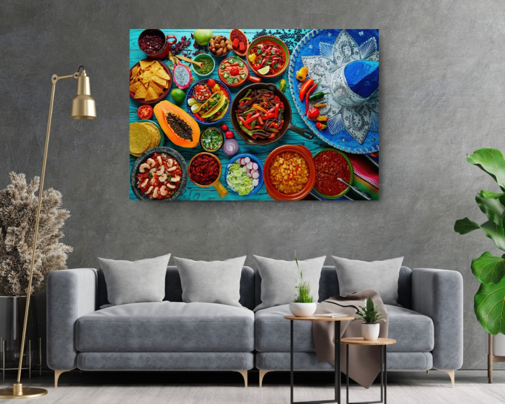 Mexican Food Mix Colorful Food Kitchen Canvas Print Wall Art