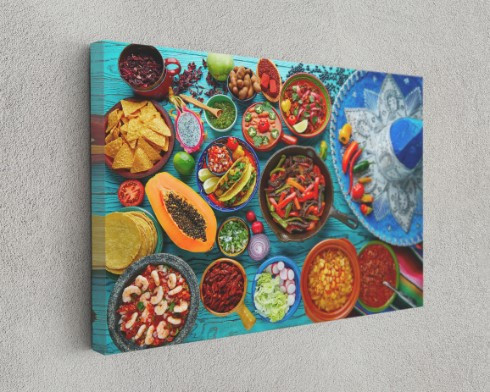 Mexican Food Mix Colorful Food Kitchen Canvas Print Wall Art