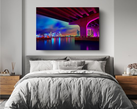 Miami Downtown Skyline Sunset Florida Wall City Canvas Print Wall Art