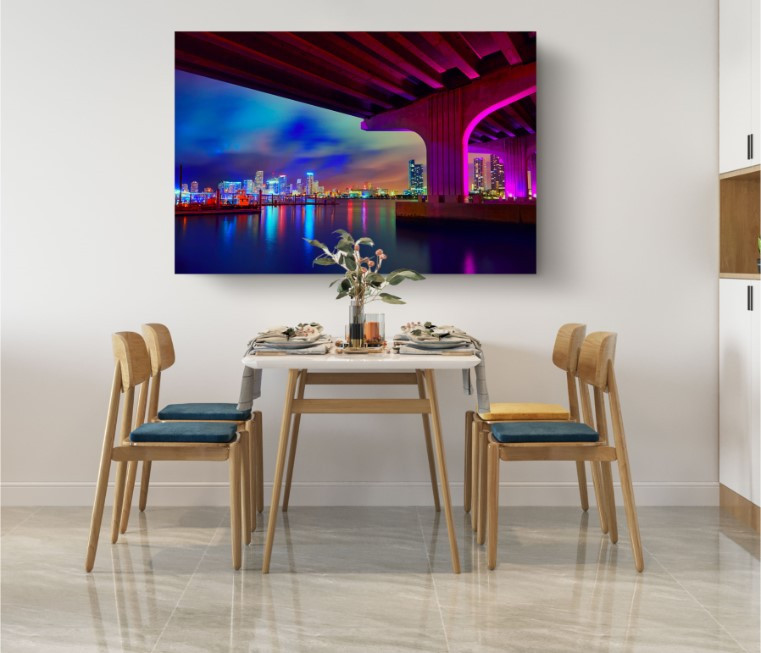 Miami Downtown Skyline Sunset Florida Wall City Canvas Print Wall Art