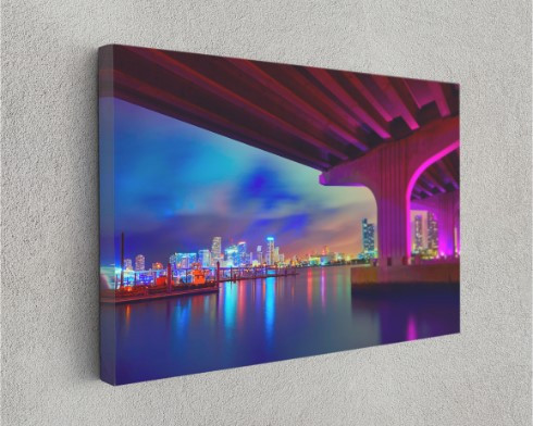 Miami Downtown Skyline Sunset Florida Wall City Canvas Print Wall Art