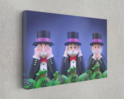 See No Evil Hear No Evil Speak No Evil Moneypoly Uncle Canvas Print Wall Art
