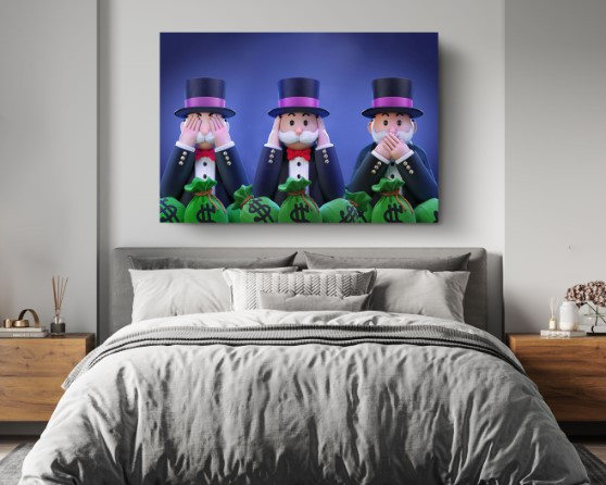 See No Evil Hear No Evil Speak No Evil Moneypoly Uncle Canvas Print Wall Art