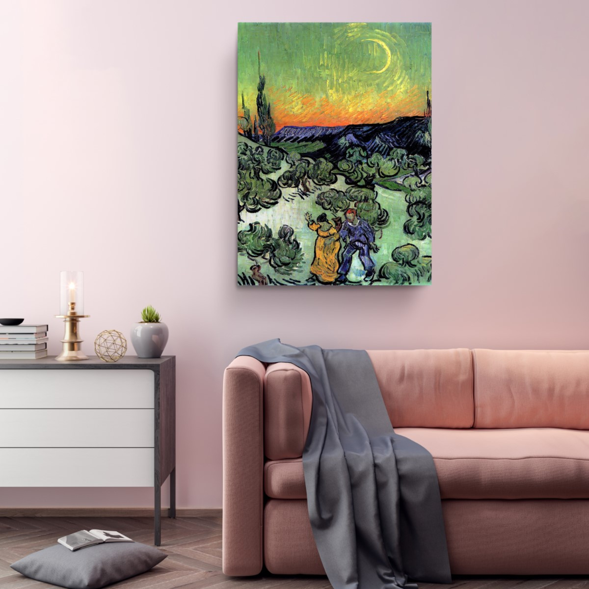 Moonlit Landscape 1889 Reproduction Canvas Print Wall Art