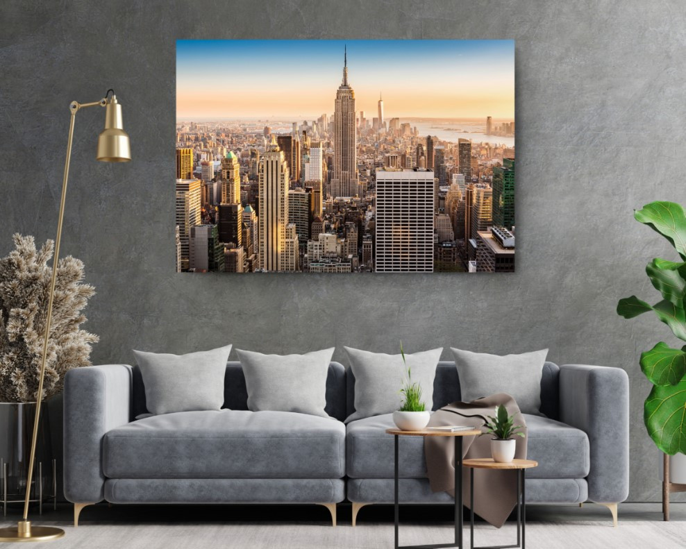 New York Skyline Sunny Day Urban High-Rise Downtown Canvas Print Wall Art