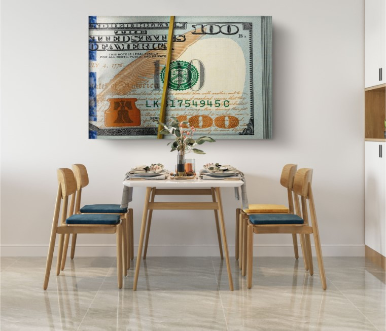 Money Dollar Canvas Print Wall Money Art Home Decoration