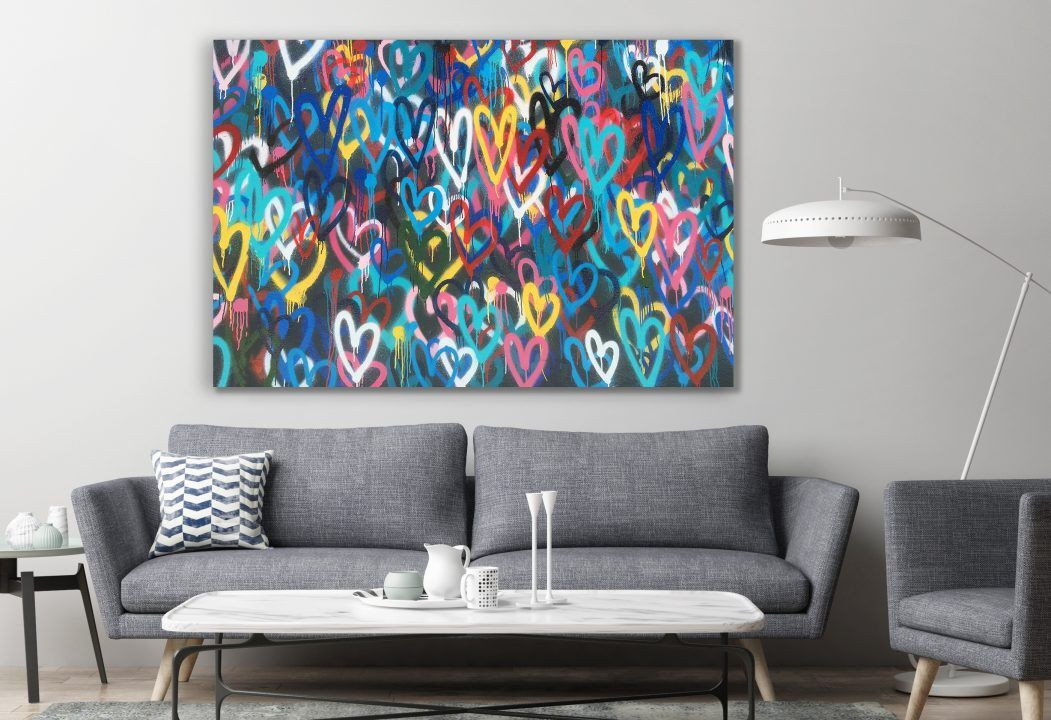 Spray Paint Heart Style Banksy Graffiti Canvas Print Wall Art