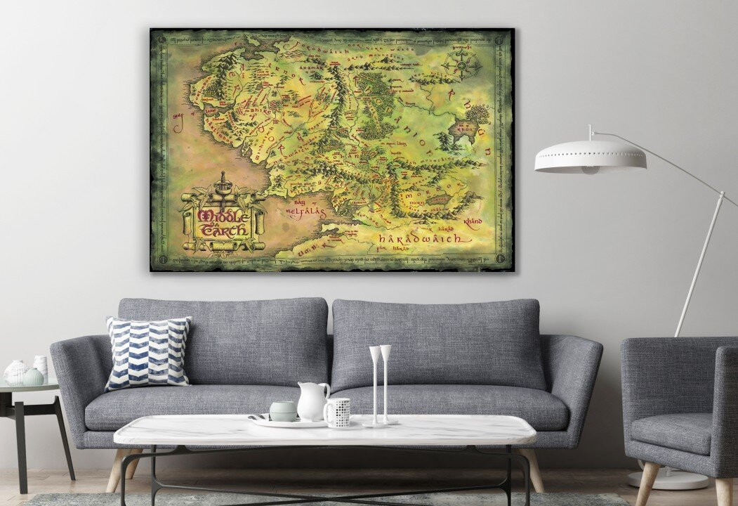 Legend Movie Map Of Middle Earth Canvas Prints Wall Art