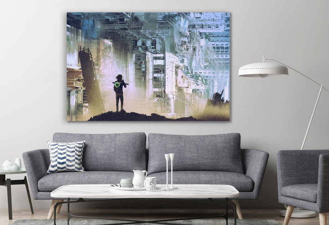 The Traveler Take Picture Of Abstract City Canvas Prints