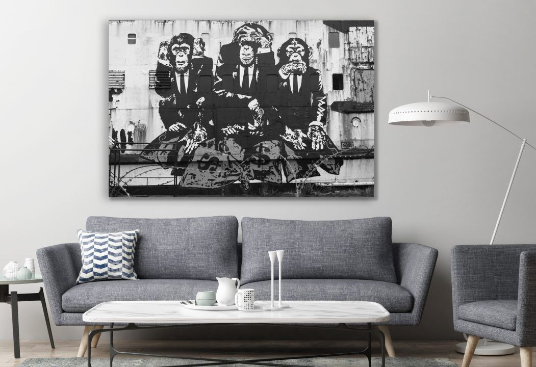 Wise Monkeys BANKSY Graffiti Street Art Canvas Print Wall Art