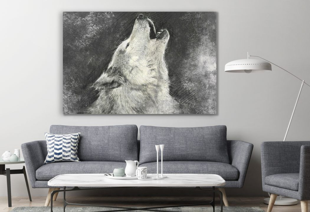 Wolf On Grey Winter Wild Animals Canvas Print Wall Art