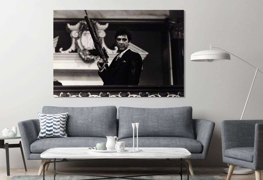 Mafia Movie Hollywood Scarface Gun Defense Canvas Prints