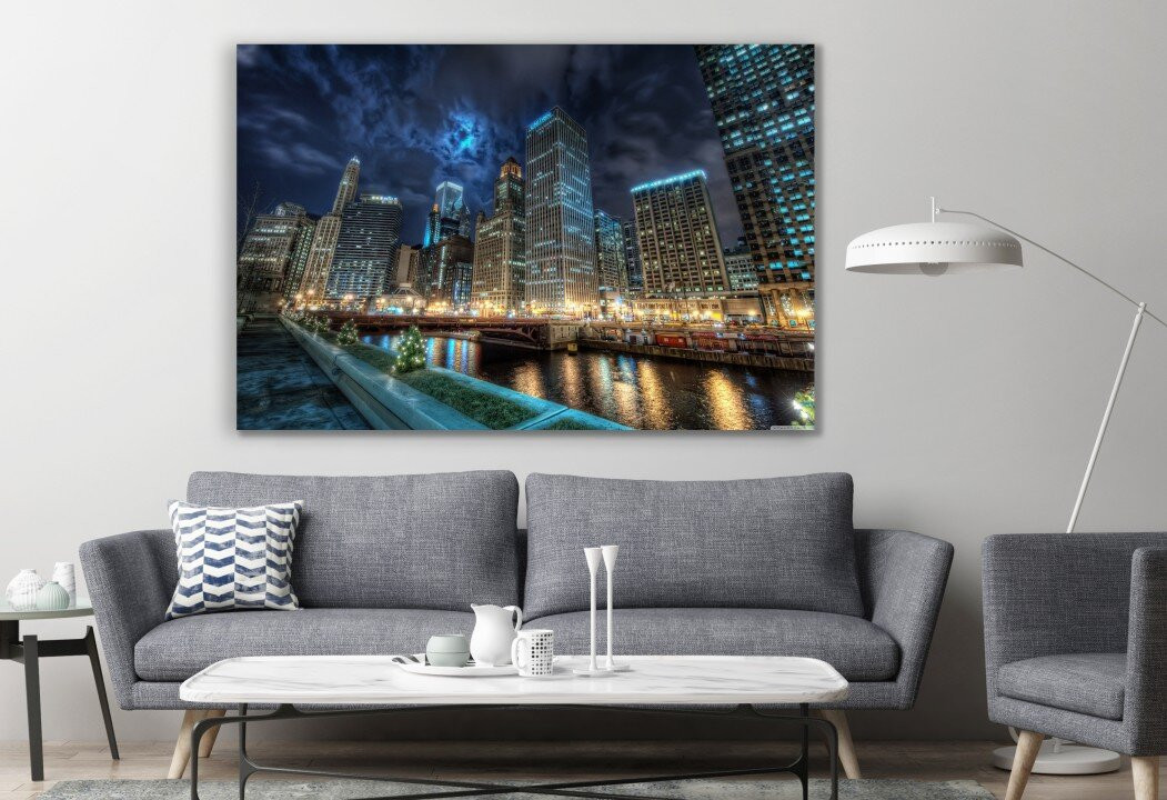 The Heart Of The Chicago City Downtown Skyscraper Canvas Print