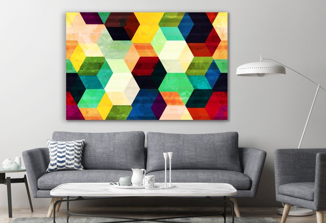 Vintage Rhombus Seamless Pattern With Grunge Canvas Print