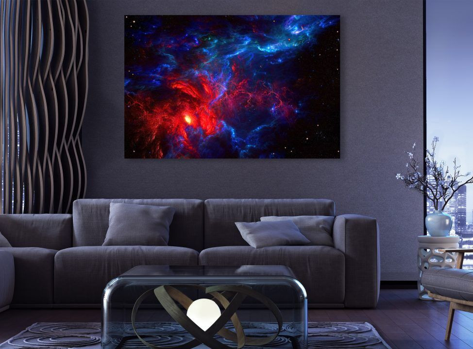 Galaxy Red Nebula Space Star Canvas Print Wall Art