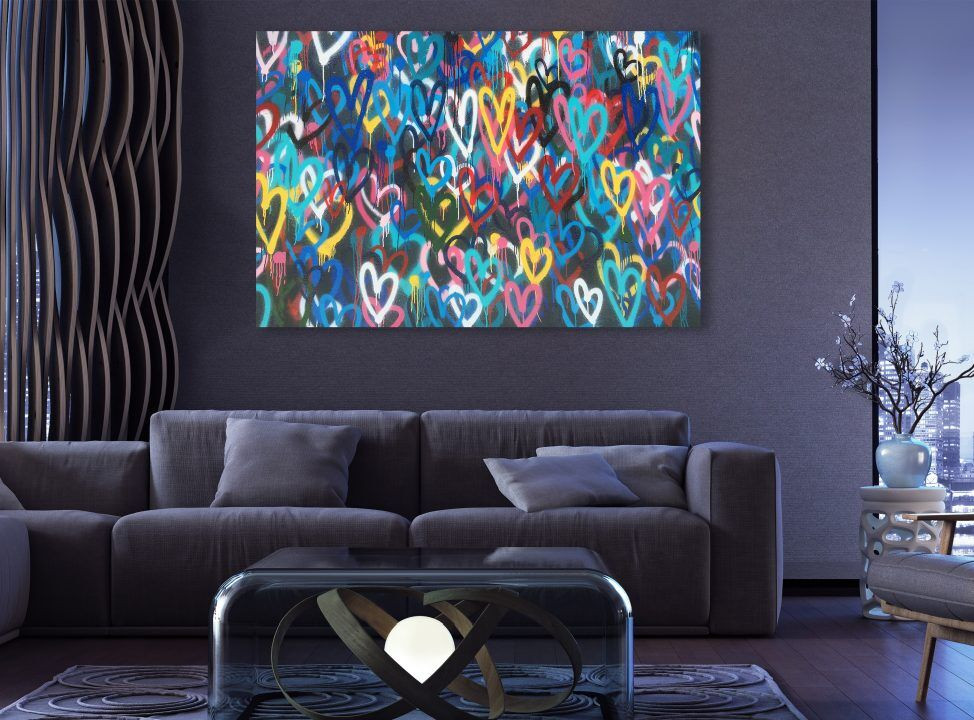 Spray Paint Heart Style Banksy Graffiti Canvas Print Wall Art