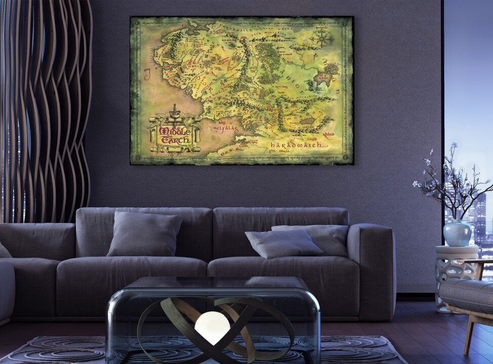 Legend Movie Map Of Middle Earth Canvas Prints Wall Art