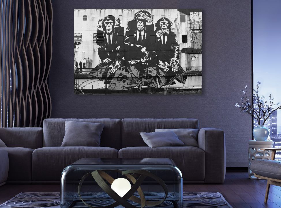 Wise Monkeys BANKSY Graffiti Street Art Canvas Print Wall Art