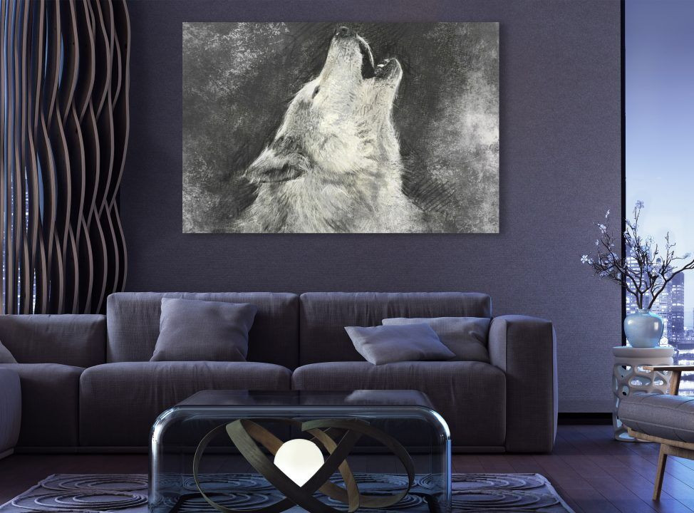 Wolf On Grey Winter Wild Animals Canvas Print Wall Art