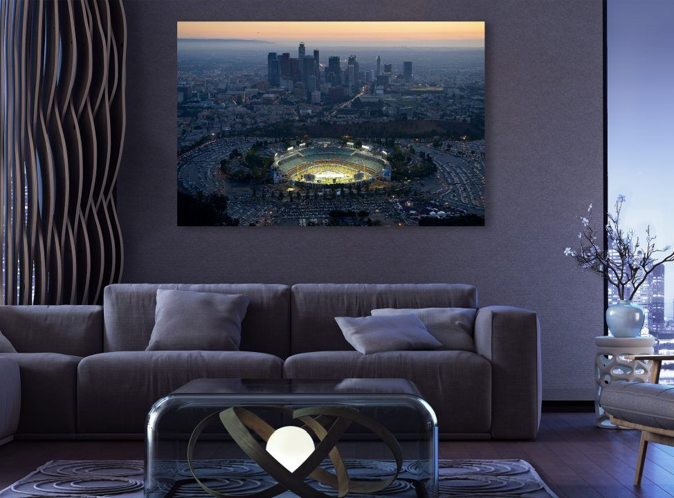 Los Angeles Skyline Dodgers Stadium Canvas Print Wall