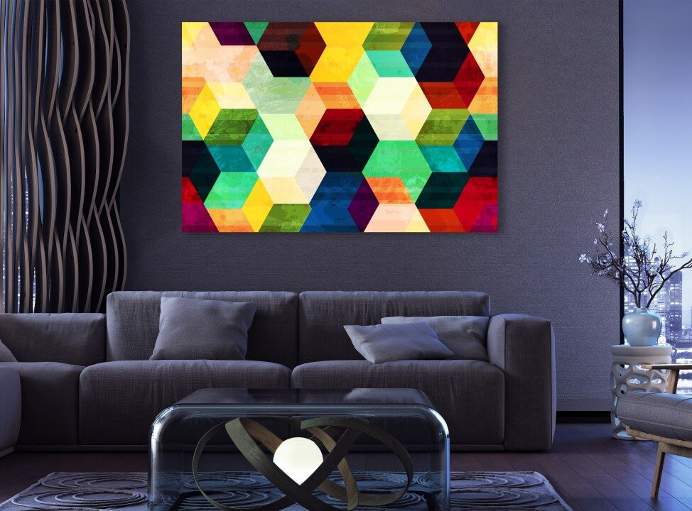 Vintage Rhombus Seamless Pattern With Grunge Canvas Print