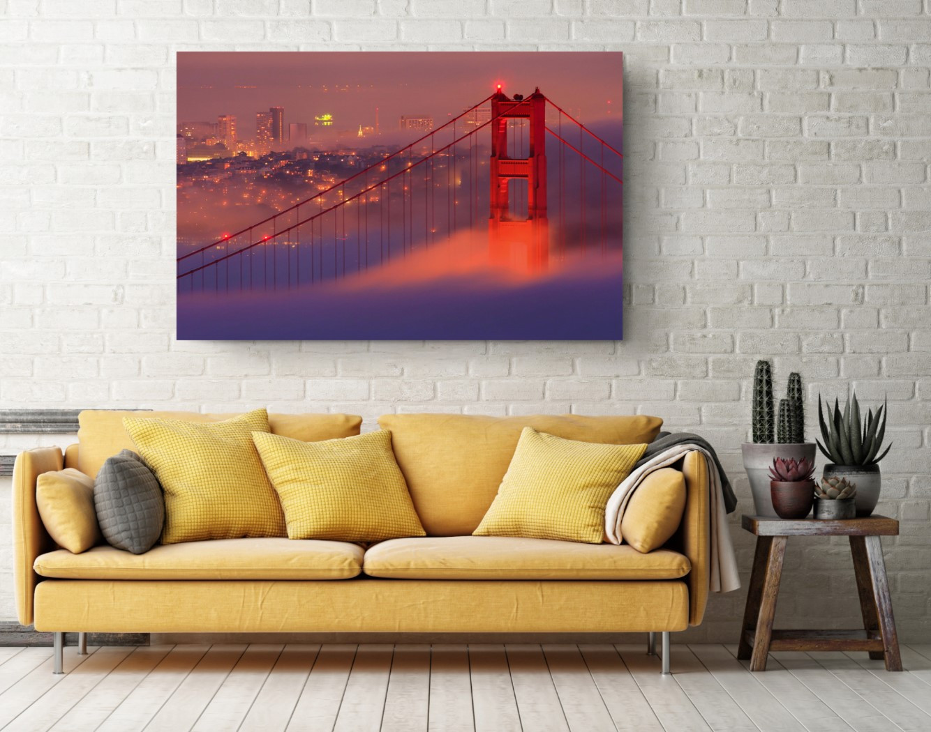 San Francisco Golden Gate Bridge Downtown Canvas Print Wall Art