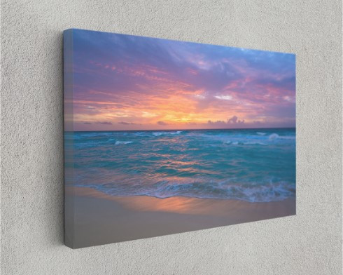 Sea Surf Sunrise Waves Sand Ocean Beach Canvas Print Wall Art