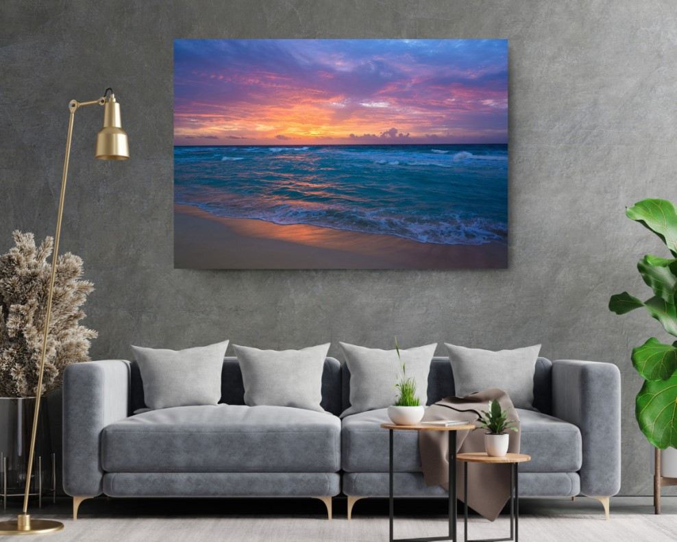 Sea Surf Sunrise Waves Sand Ocean Beach Canvas Print Wall Art