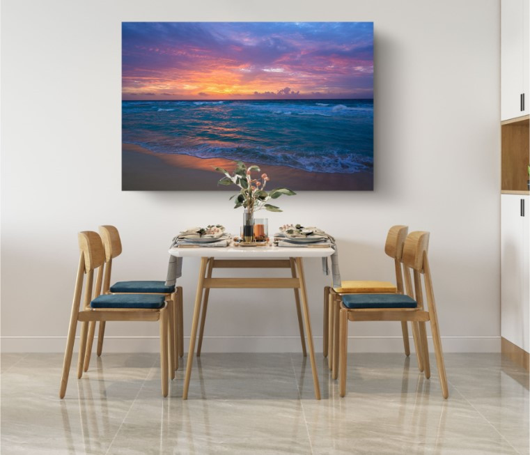 Sea Surf Sunrise Waves Sand Ocean Beach Canvas Print Wall Art