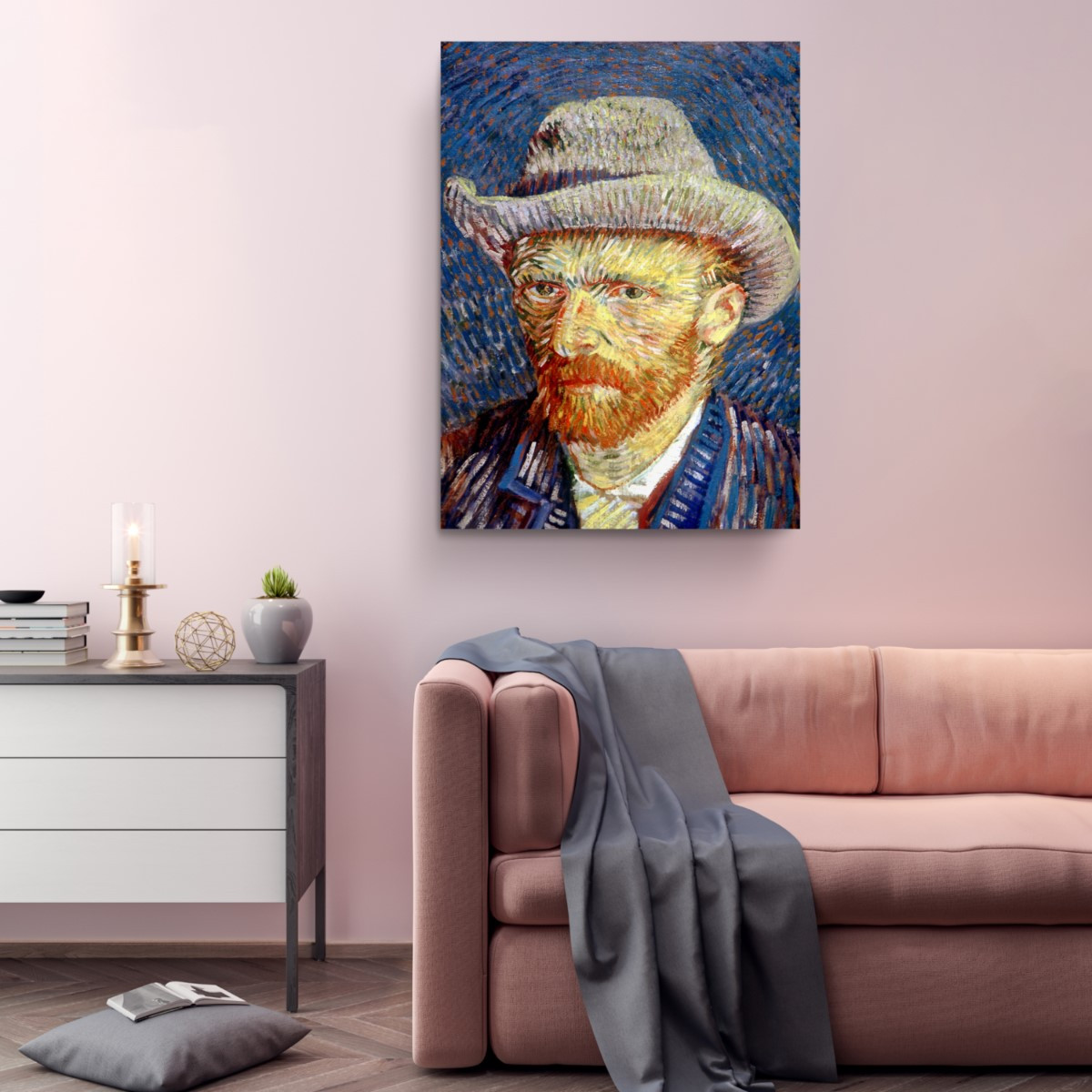 Self Portrait with Felt Hat Canvas Print Wall Art