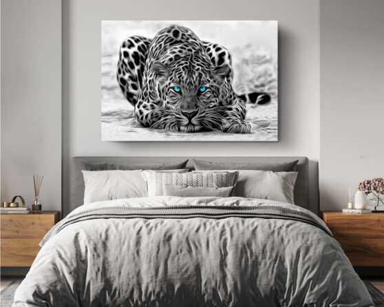 Super Leopard Black And White Wild Animal Art Canvas Print Wall Art
