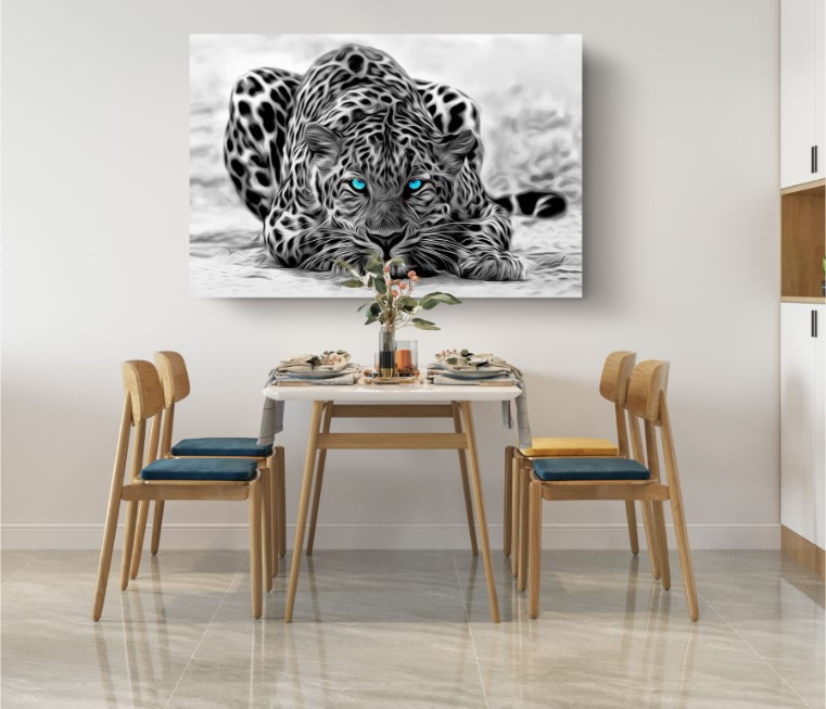 Super Leopard Black And White Wild Animal Art Canvas Print Wall Art